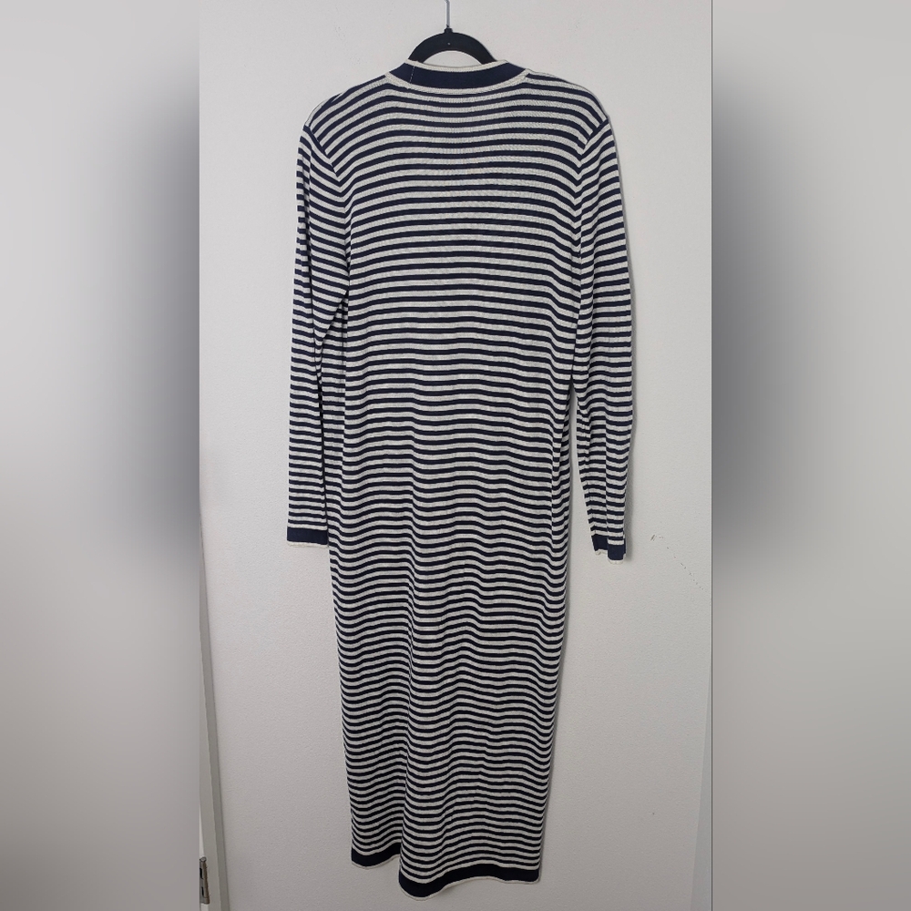 NWT Lauren Ralph Lauren Long Striped Silk Blend Cardigan Navy Nautical Size L - Picture 9 of 16